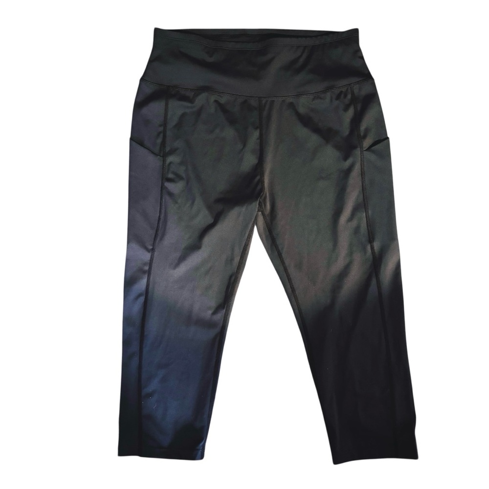 XL NWOT New Black Activewear Capri Leggings Side Pockets
